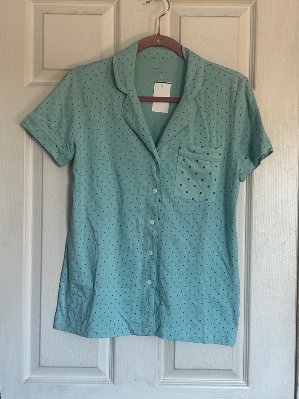 J. Jill sleep ultra soft piped button front short sleeve polka dot top size XS